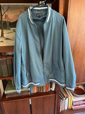 Rye Men's Sky Blue Varsity Bomber Jacket with Contrast Trim